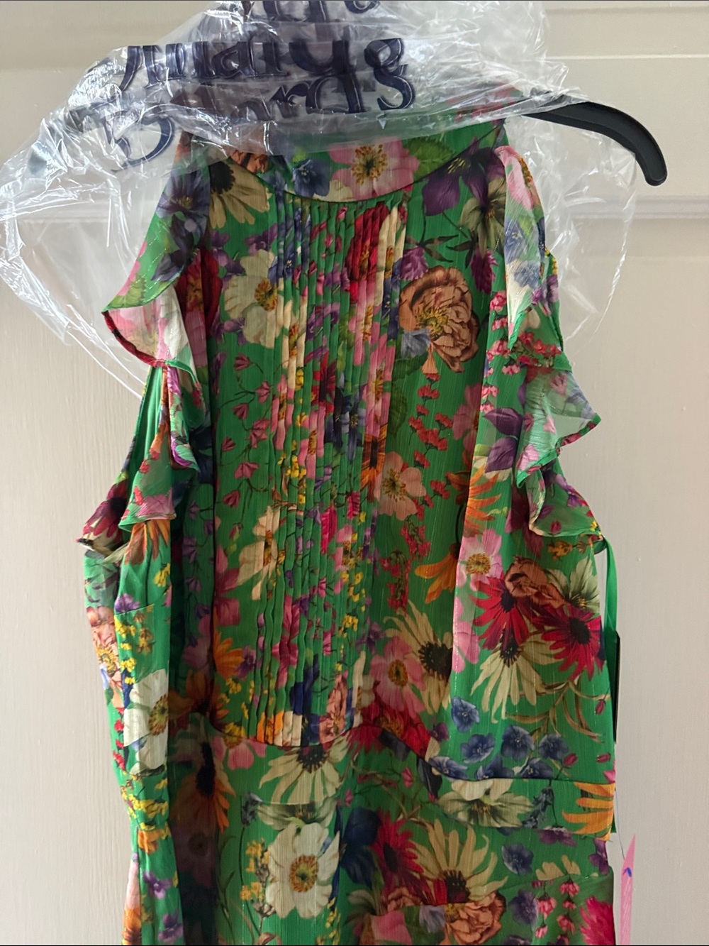 Betsy & Adam Green Floral Ruffled Halter Maxi Dress - Picture 6 of 10